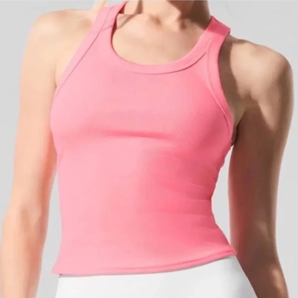 Alo Goddess Ribbed Go-To Tank Top Neon Bubblegum S